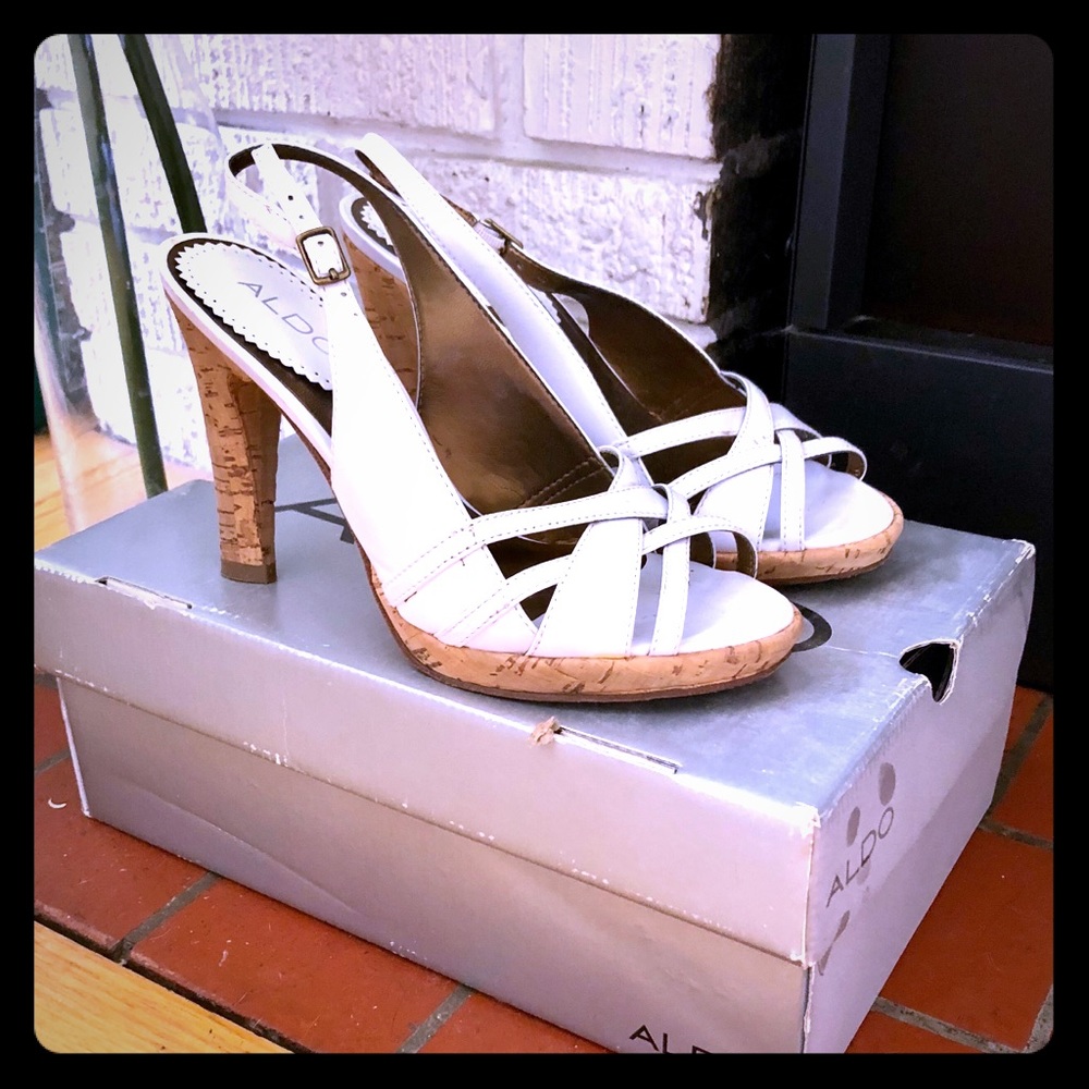 Aldo cork-heeled sling backs.